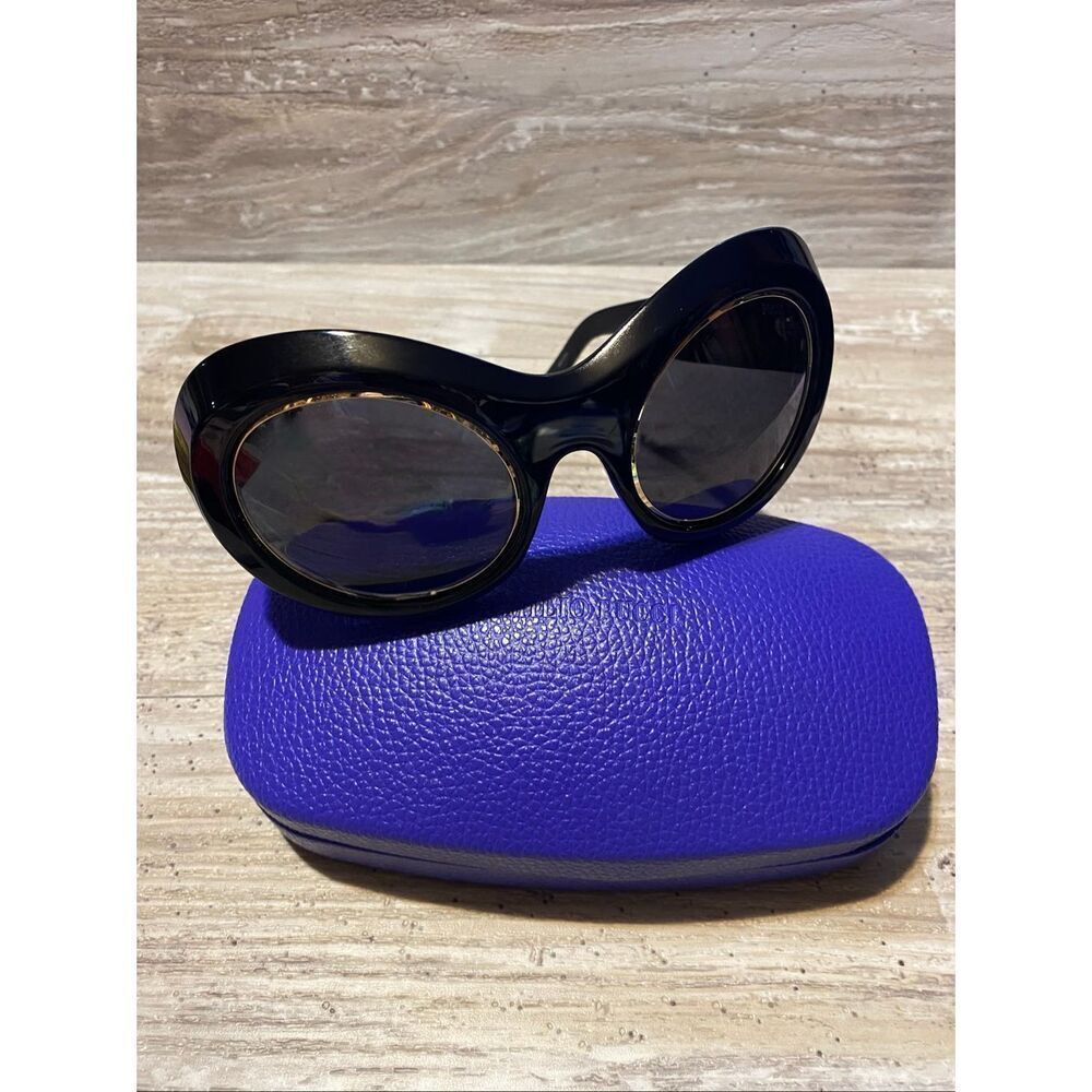 Emilio Pucci Black & Gold Cat Eye Round Sunglasses
